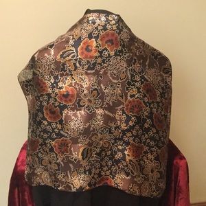 Pure silk flowered scarf